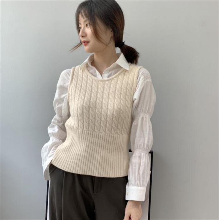 赤系暖かい厚手ニットベスト肌にやさしいスリムタンクトップ