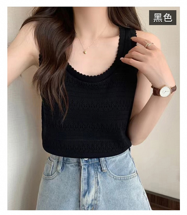 ニットベスト 透かし編みスカラップベスト