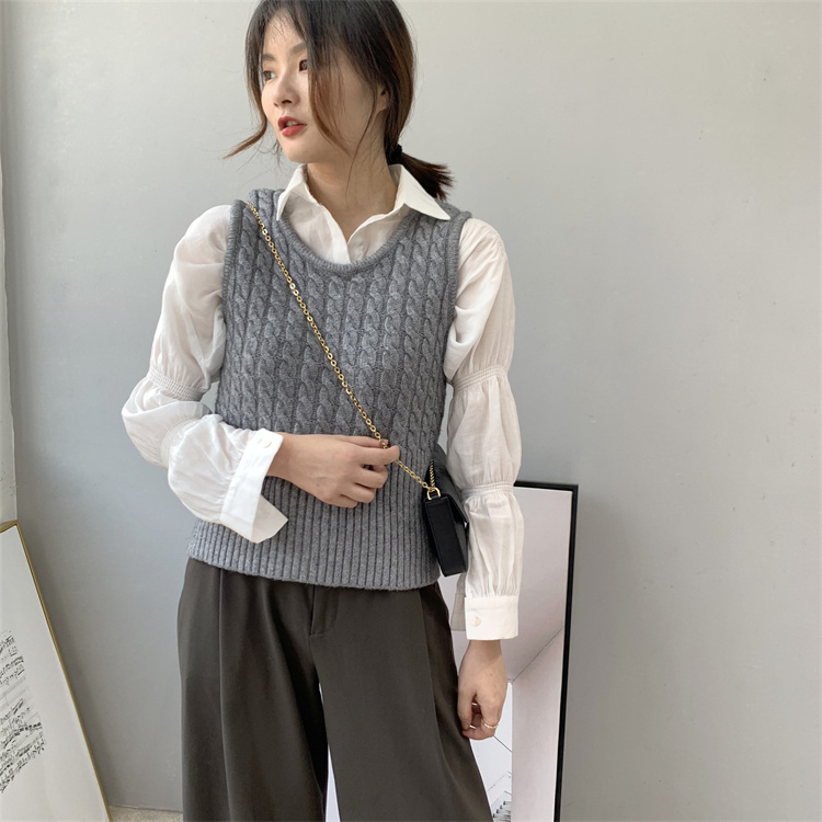 赤系暖かい厚手ニットベスト肌にやさしいスリムタンクトップ