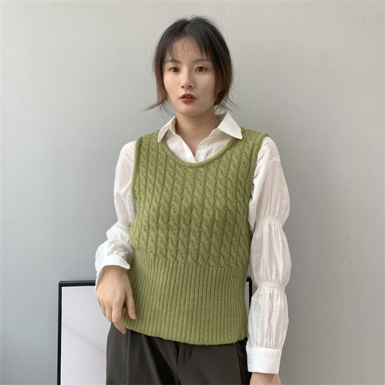 赤系暖かい厚手ニットベスト肌にやさしいスリムタンクトップ