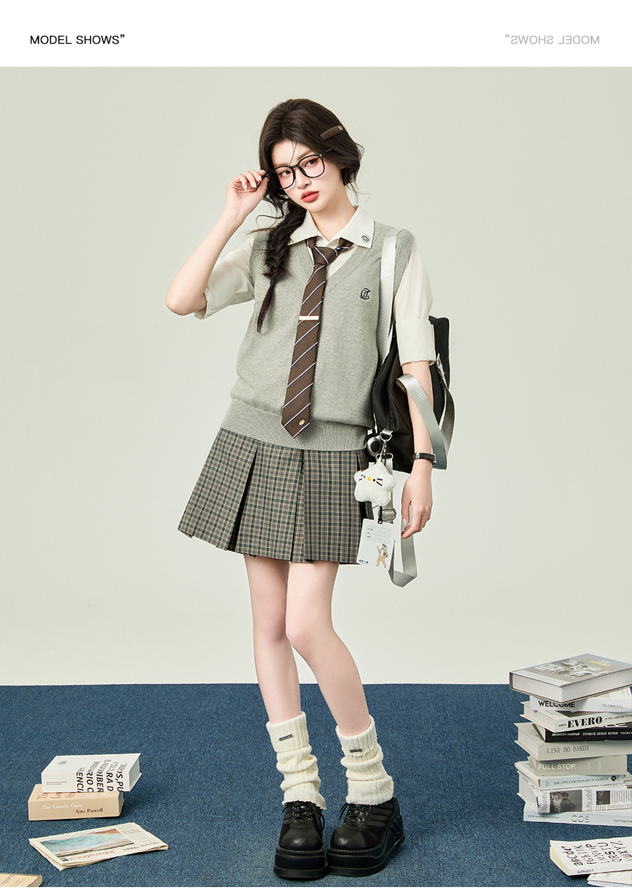 ニットベスト リボン付き制服風ニットベスト