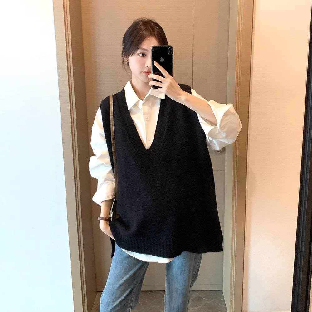 ニットベスト 深Ｖネックゆるふわベスト