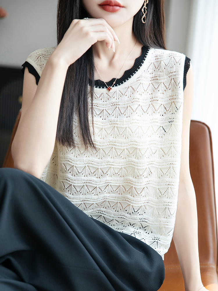 ニットベスト 透かし編み優美ベスト