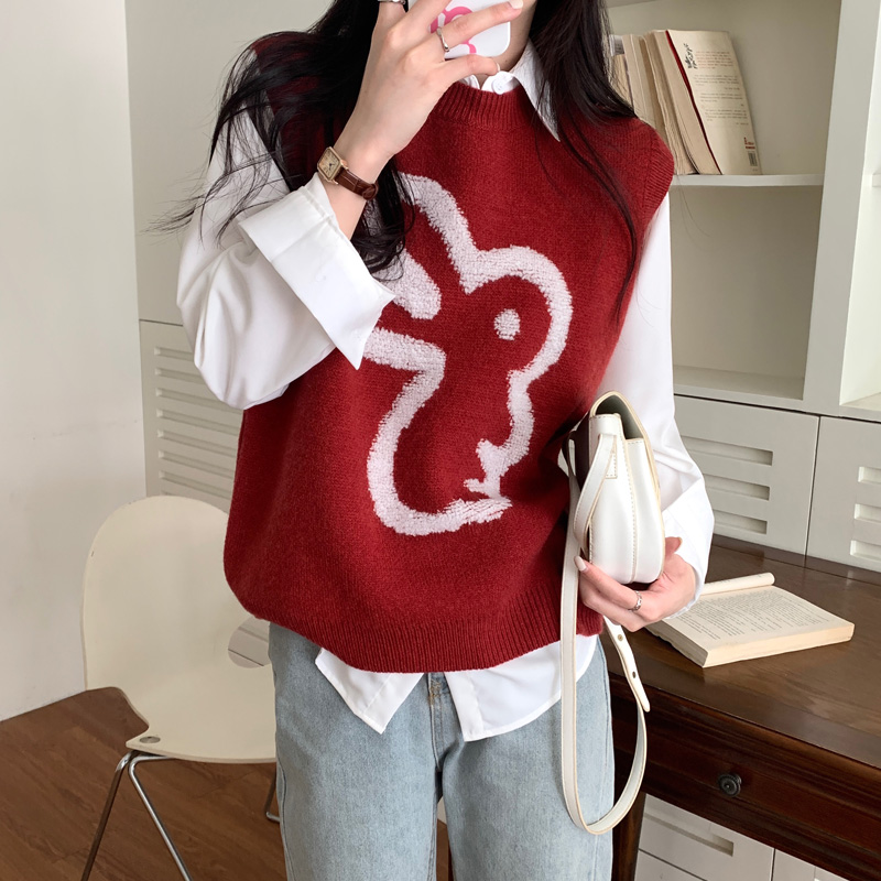 ニットベスト うさぎモチーフニットベスト