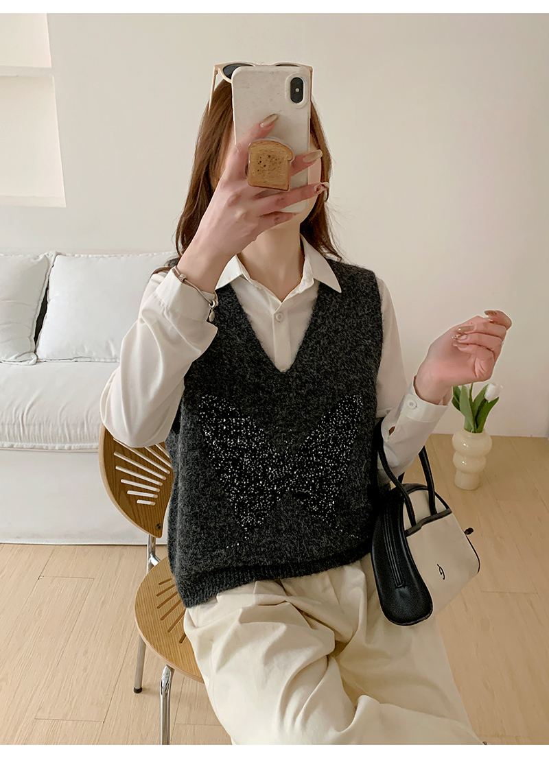 ニットベスト きらめきハートモチーフベスト