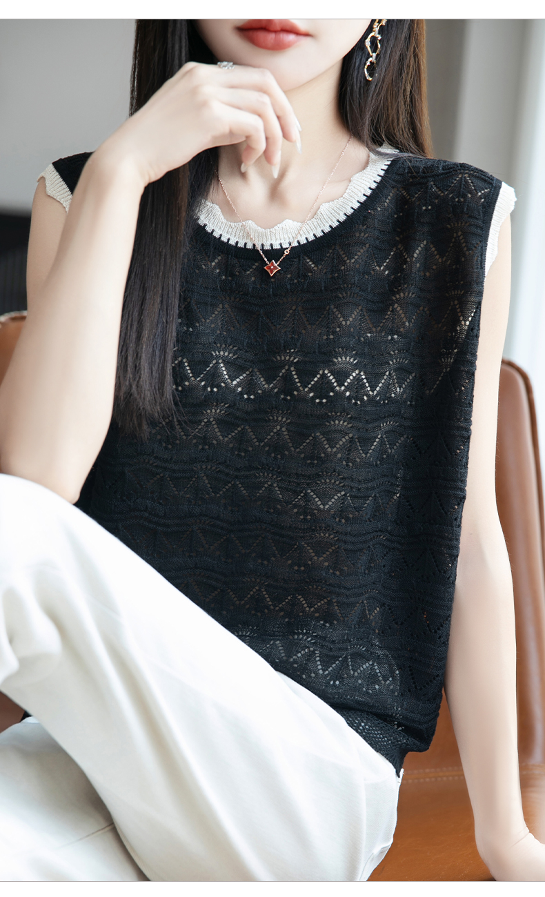 ニットベスト 透かし編み優美ベスト