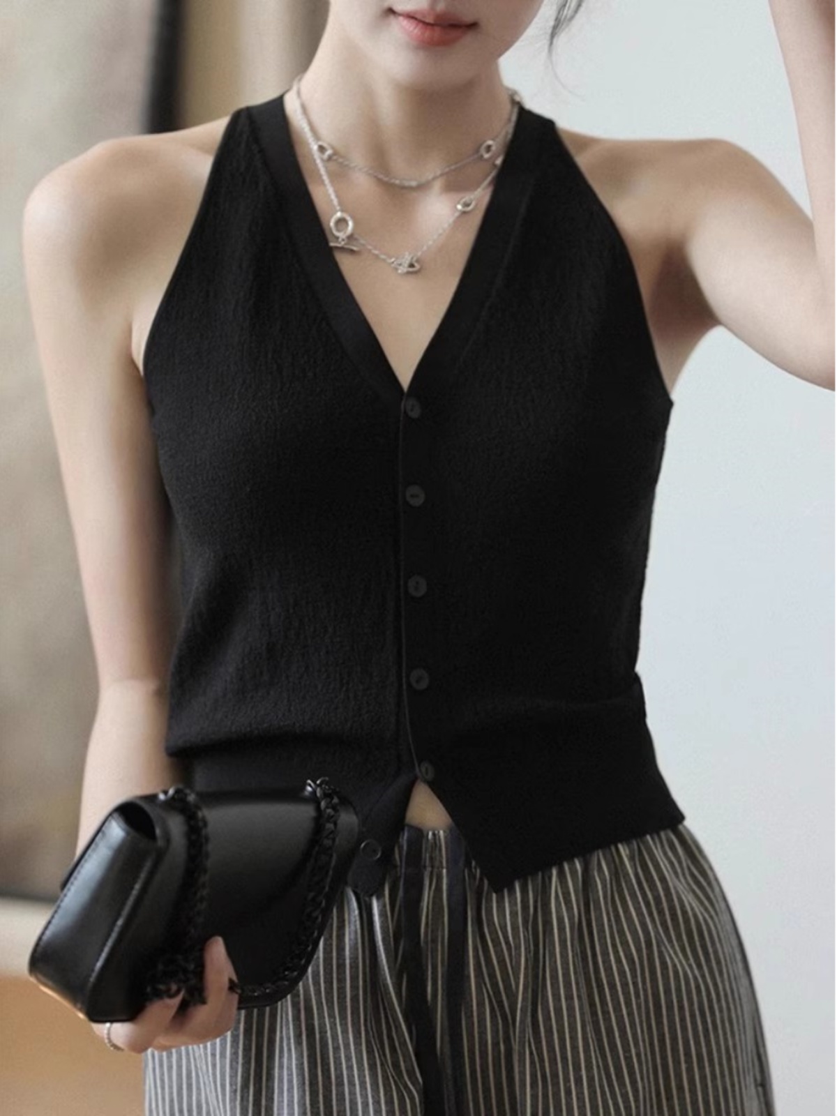 ニットベスト 優美なノースリーブベスト