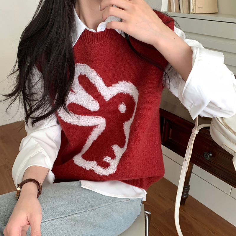 ニットベスト うさぎモチーフニットベスト