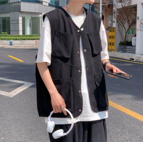 メンズ ベスト メンズ 多機能ポケット ベスト ノースリーブ 夏物