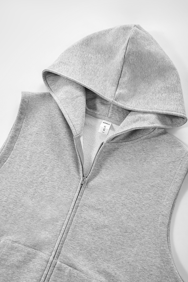 メンズ ベスト メンズ フード付きスウェットベスト ジップアップ 全3色