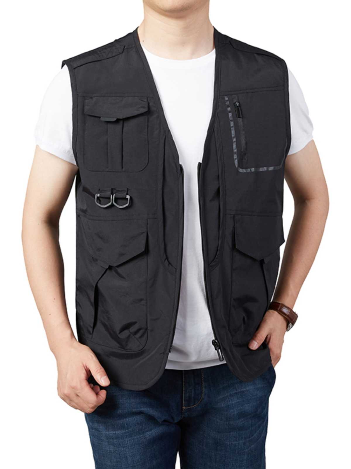 ベスト メンズ ナイロン マルチポケット機能性ベスト