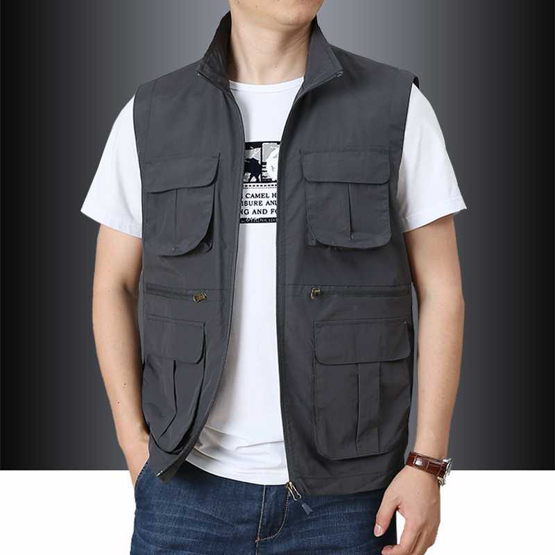 ベスト メンズ  ナイロン マルチポケット アウトドアベスト