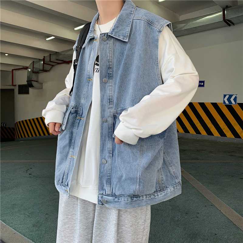 ベスト メンズ デニム マルチポケット