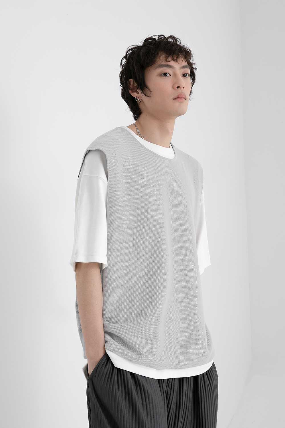 ベスト メンズ ニット シンプル涼風ニットベスト