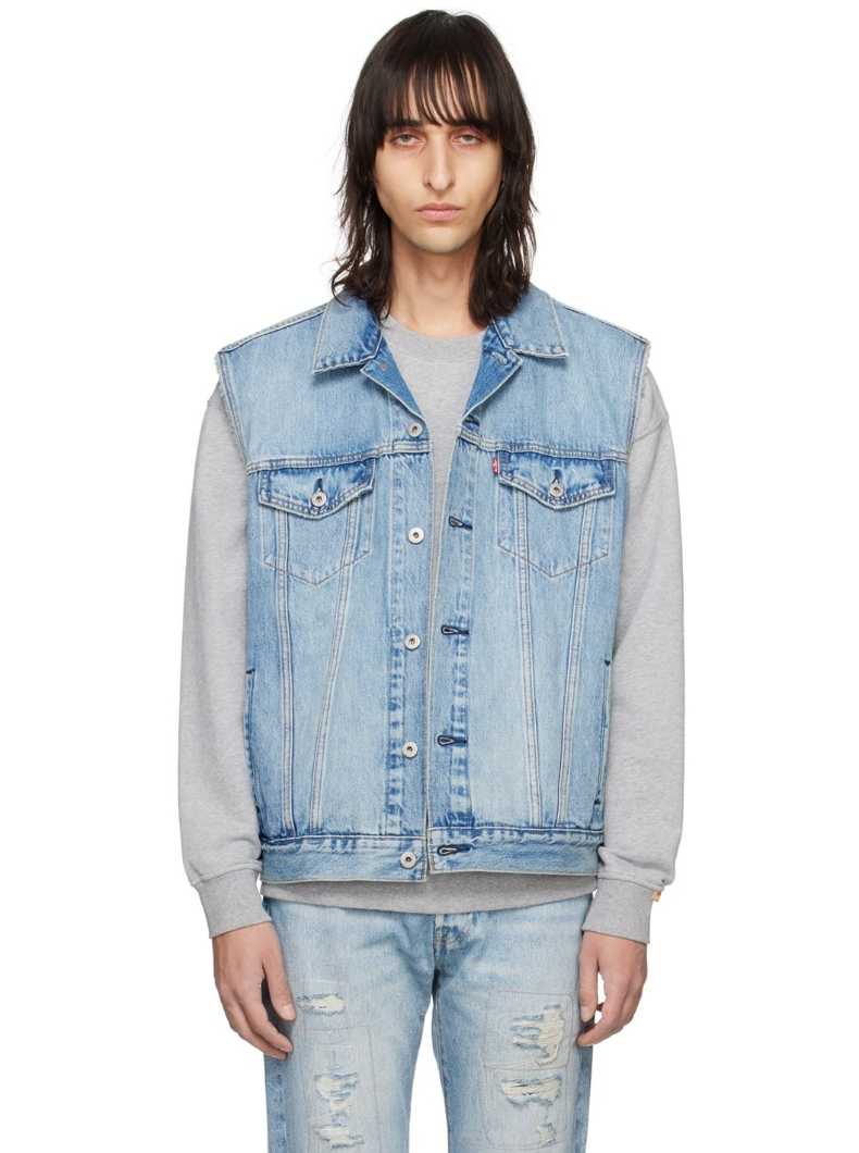 ベスト メンズ デニム クラシック胸ポケットデニムベスト