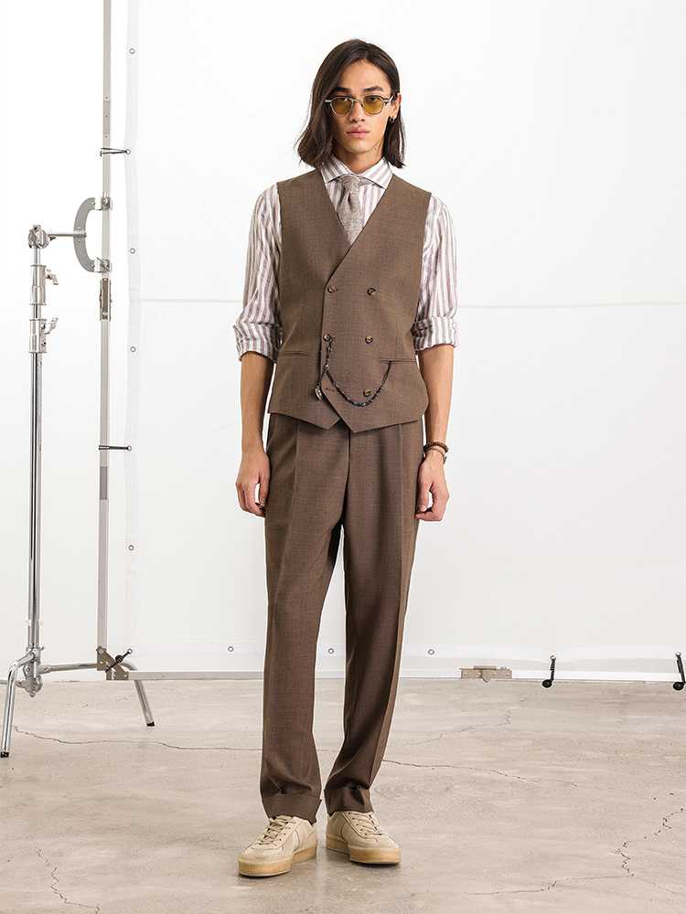 ベスト メンズ スーツ 上質二重仕立てベスト付きスーツセット