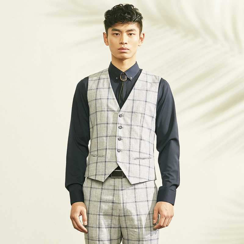 ベスト メンズ スーツ 格子柄クラシックベストセット