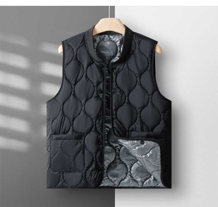 ベスト メンズ 立体キルティング軽量ダウンベスト