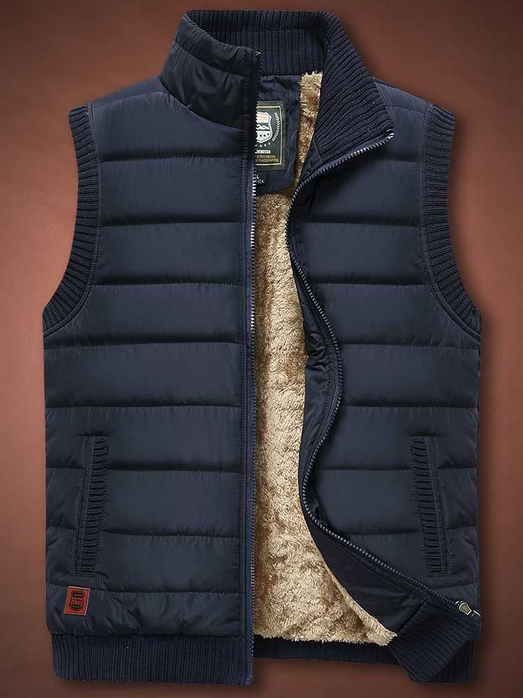 ベスト メンズ 暖織リブ編み切替ダウンベスト