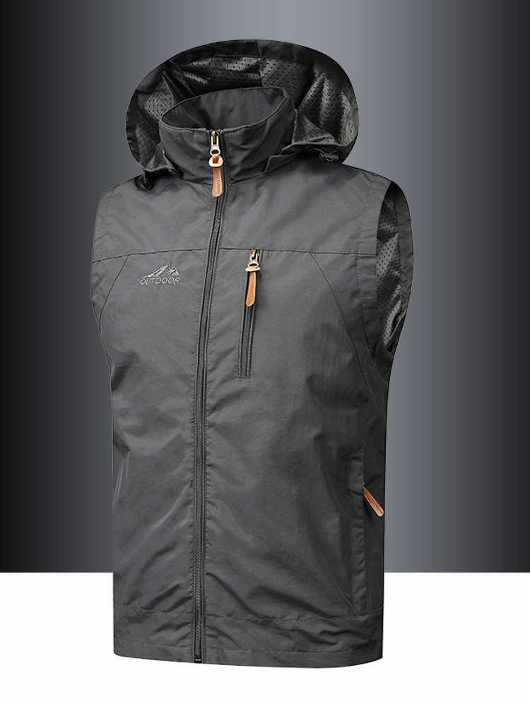 ベスト メンズ アウトドア フード付きナイロンベスト