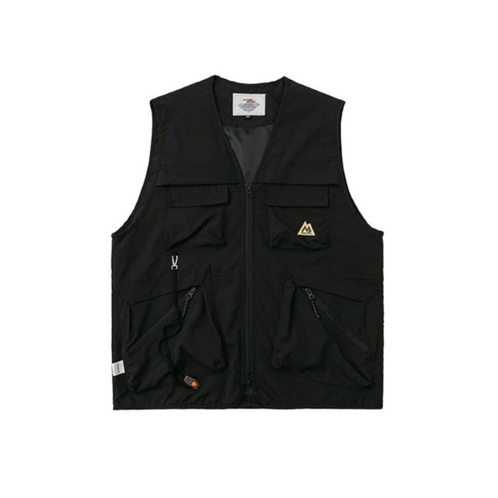 メンズ ベスト 多機能ポケット付きアウトドアベスト アーミーグリーン ナイロン