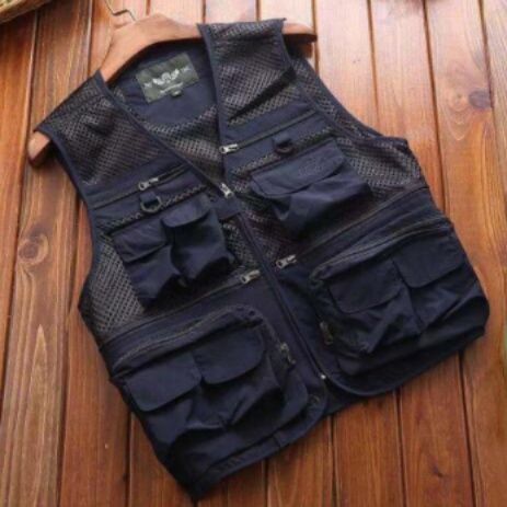 メンズベストナイロン釣り用多機能ポケット付き