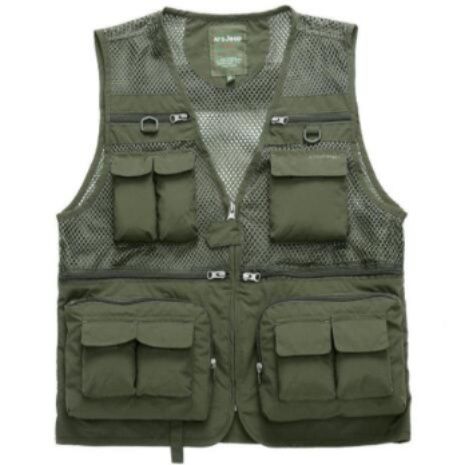 メンズベストナイロン釣り用多機能ポケット付き