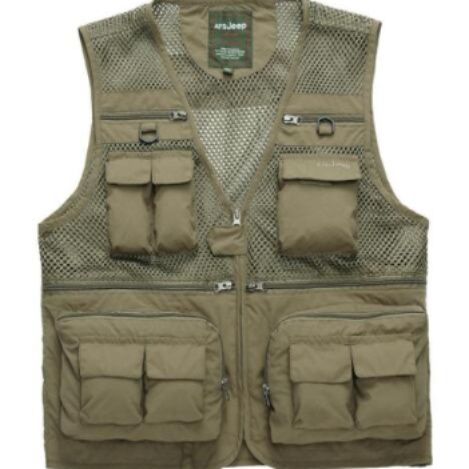 メンズベストナイロン釣り用多機能ポケット付き