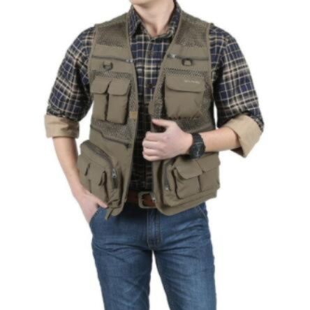 メンズベストナイロン釣り用多機能ポケット付き