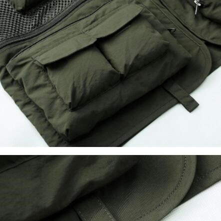 メンズベストナイロン釣り用多機能ポケット付き