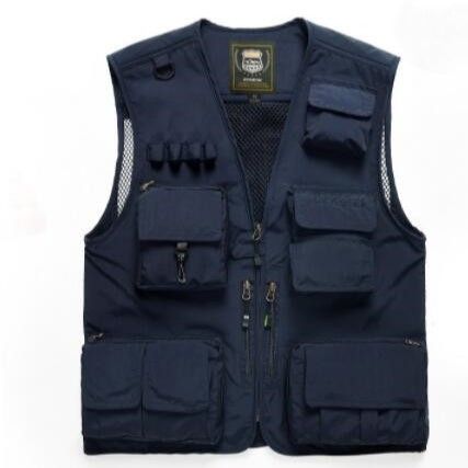 メンズベストナイロン釣り用多機能ポケット付き