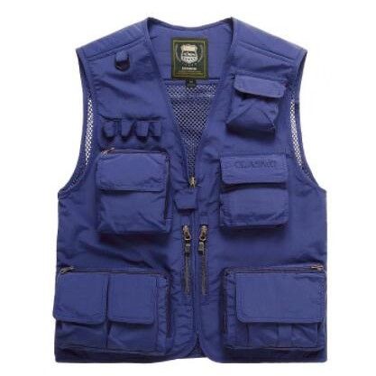 メンズベストナイロン釣り用多機能ポケット付き