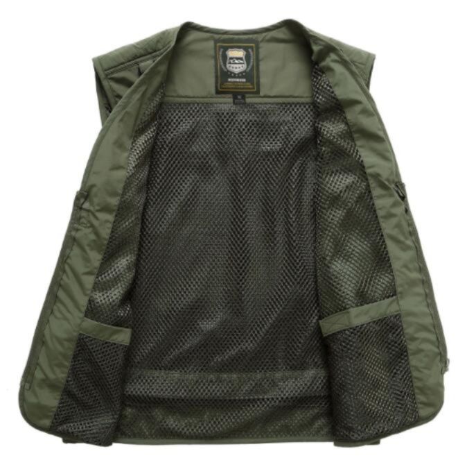 メンズベストナイロン釣り用多機能ポケット付き