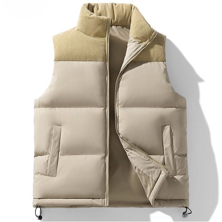 メンズベストダウン保温羽毛入り襟切替