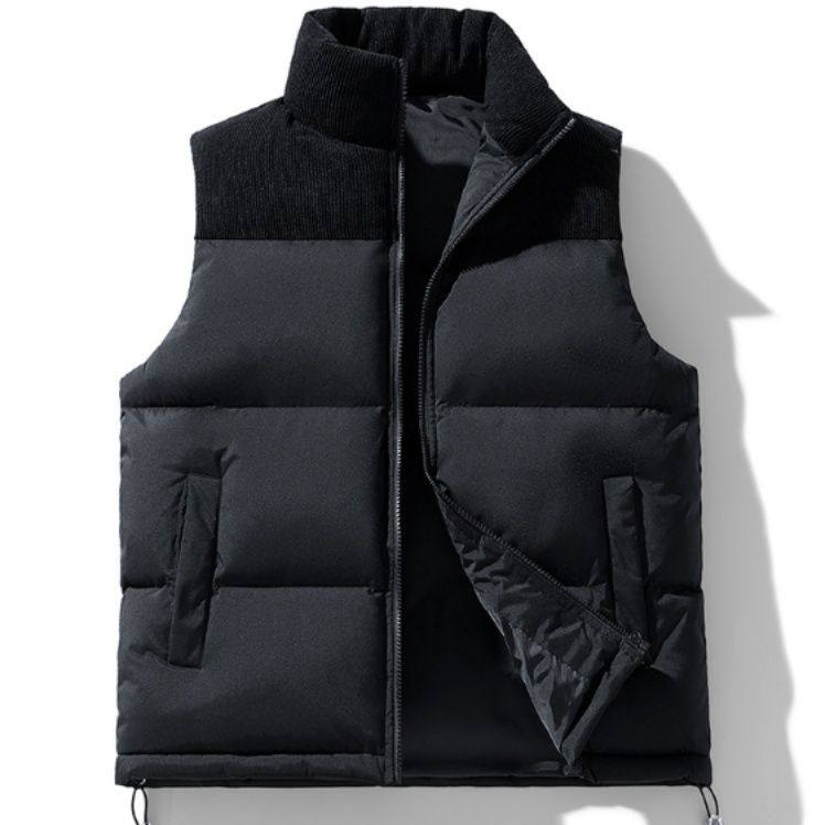 メンズベストダウン保温羽毛入り襟切替