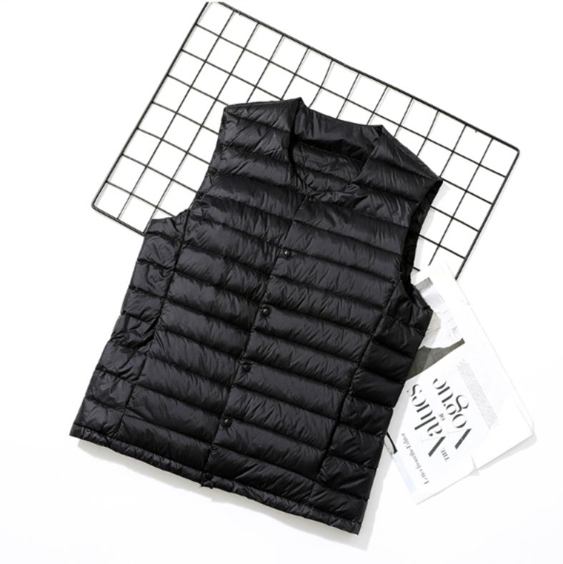 メンズベストダウン高密度素材軽量防寒