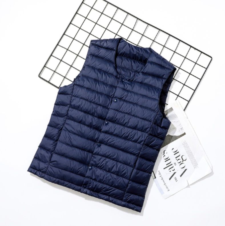 メンズベストダウン高密度素材軽量防寒