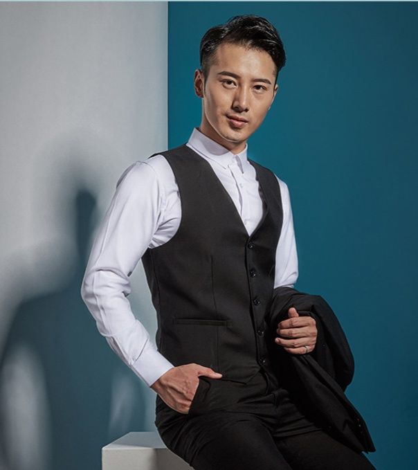 メンズ ベスト 深型Vネック五つ釦フォーマルスーツ用ベスト