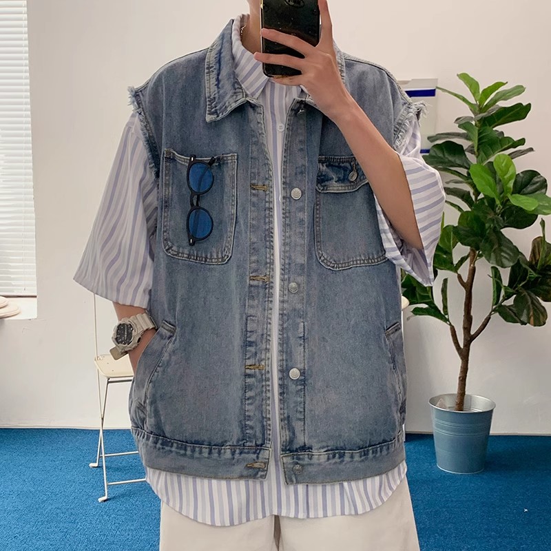 ベスト メンズ デニム ストリート感覚