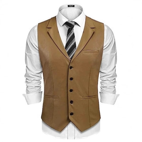 メンズ ベスト 五つ釦テーラード襟ドレススーツベスト