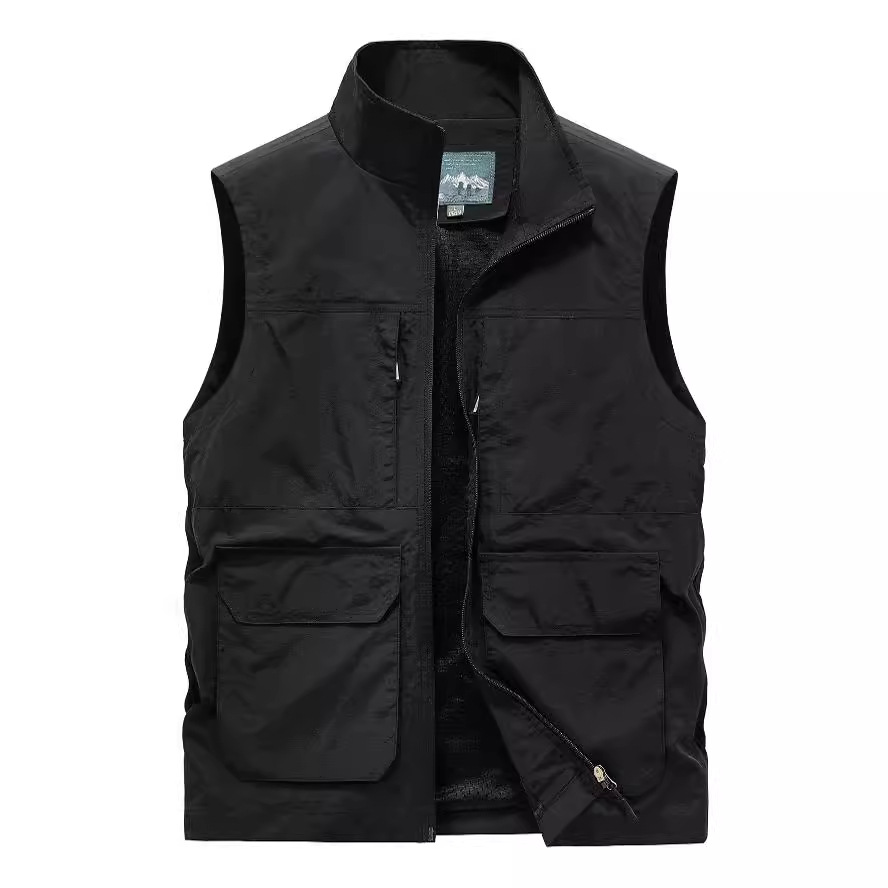 メンズ ベスト 多機能ポケット付きナイロンメッシュ裏地ベスト