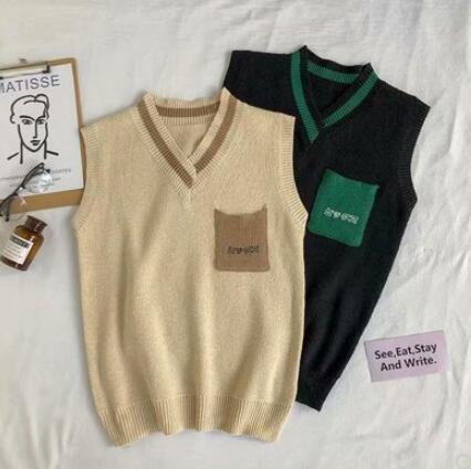 メンズ ベスト 秋冬メンズニットベスト ブイネック ノースリーブ