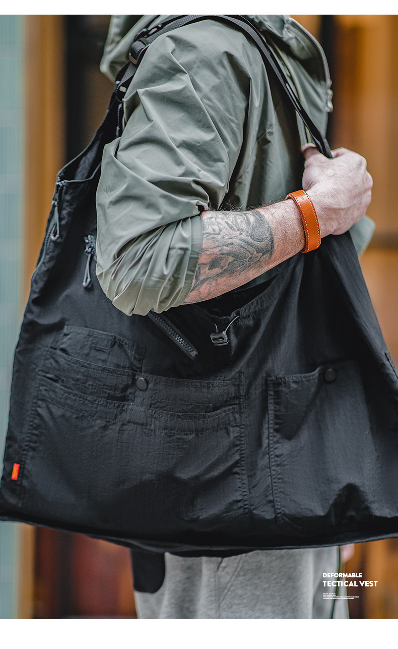 メンズ ベスト メンズ 多機能ポケット付きベスト カーキ色 男女兼用