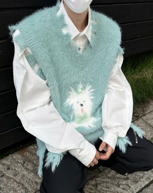 メンズ ベスト メンズ ニットベスト 秋冬 ふわふわ 暖かい セーター