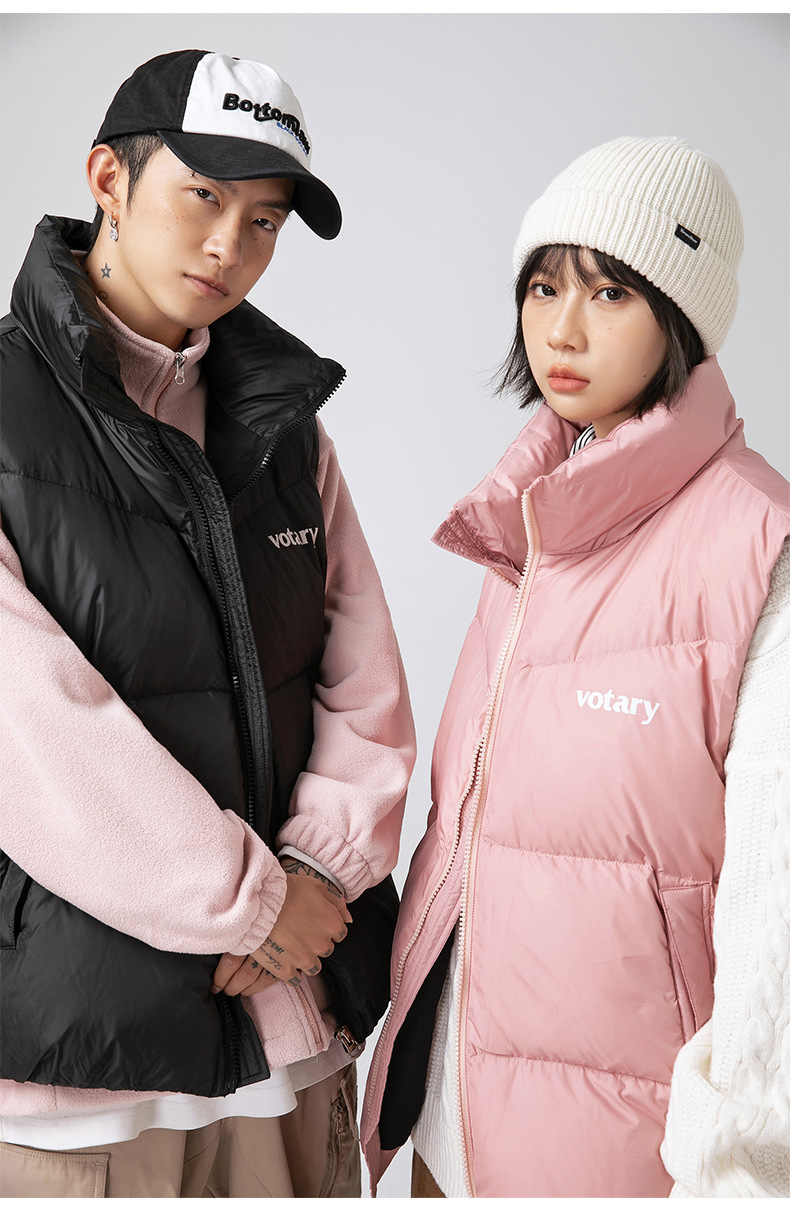 メンズ ベスト 男女兼用ダウンベスト防寒袖なし羽織り全3色