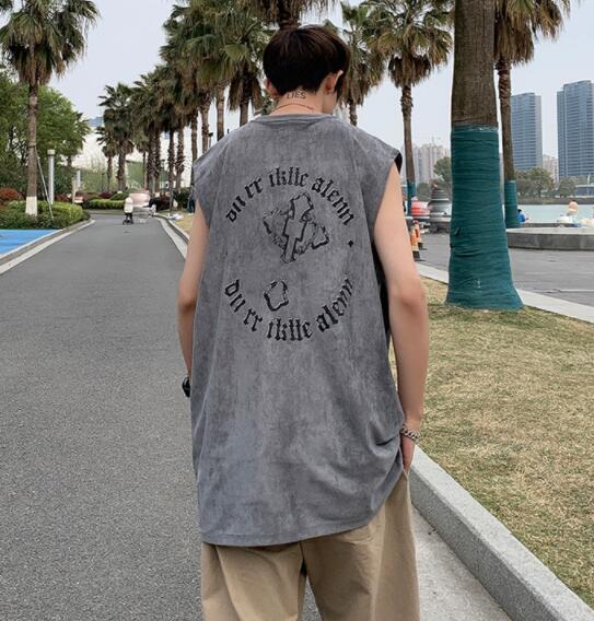 メンズ ベスト メンズ ノースリーブベスト 黒 夏用 十字架柄