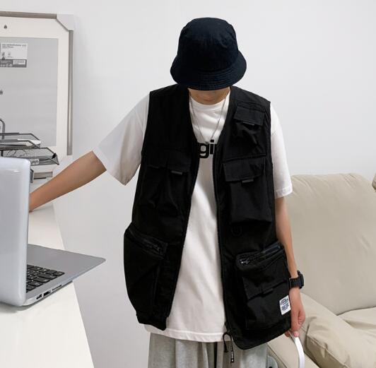 ベスト メンズ 男性用多機能ポケットベスト夏用作業着風レトロ羽織り