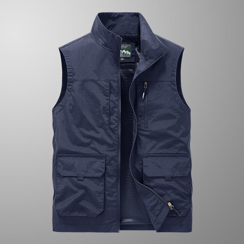 メンズ ベスト 多機能ポケット付きナイロン製メンズベスト