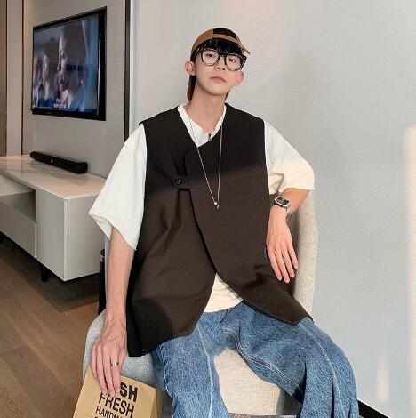 メンズ ベスト メンズ ブラック ニットベスト ノースリーブ