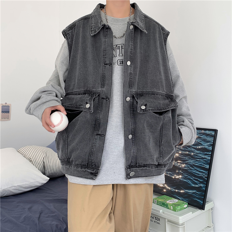 ベスト メンズ デニム マルチポケット